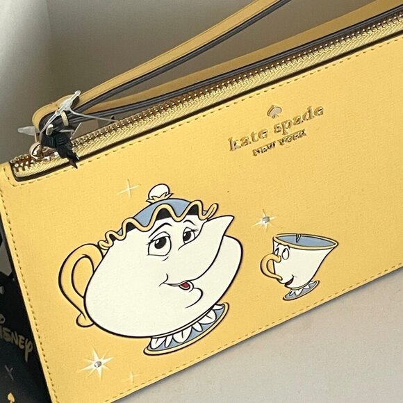 Disney Kate Spade Beauty and the Beast Medium L Zip Wristlet Daybreak Potts Chip - Picture 4 of 6